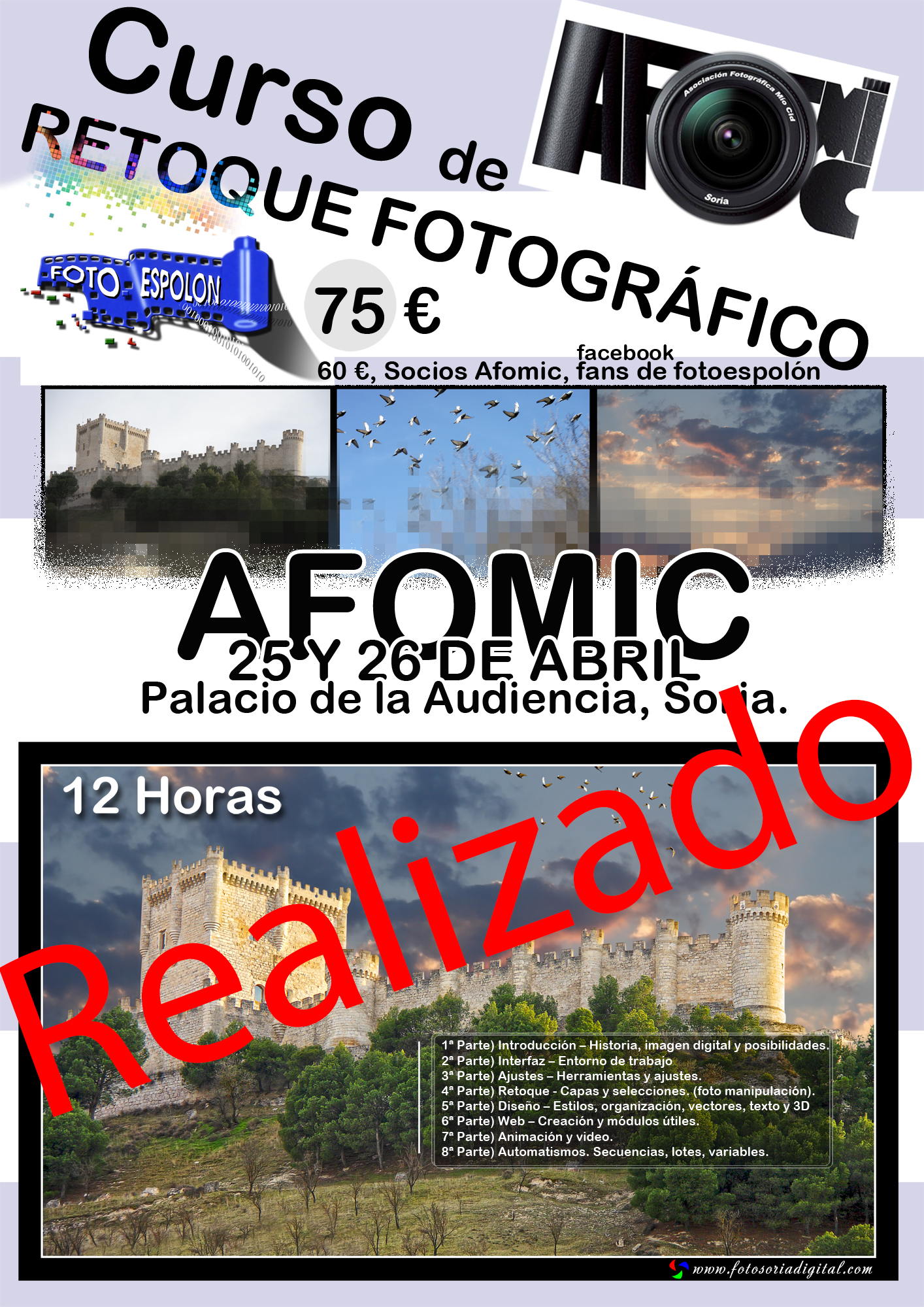 Curso de retoque fotográfico realizado en el Palacio de la audiencia en Soria con la colaboración de atomic