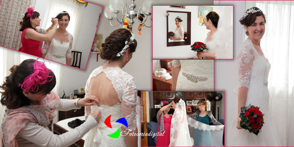 fotos de la novia vistiendose en casa de la novia