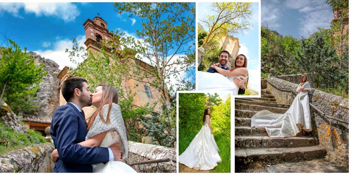 Maquetación ábum de boda en San Saturio escaleras largas Soria