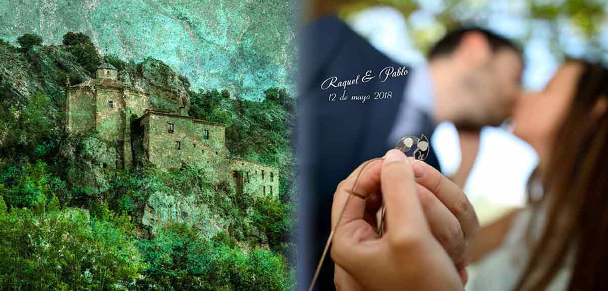 Maquetación ábum de boda en San Saturio portada de álbum en Soria