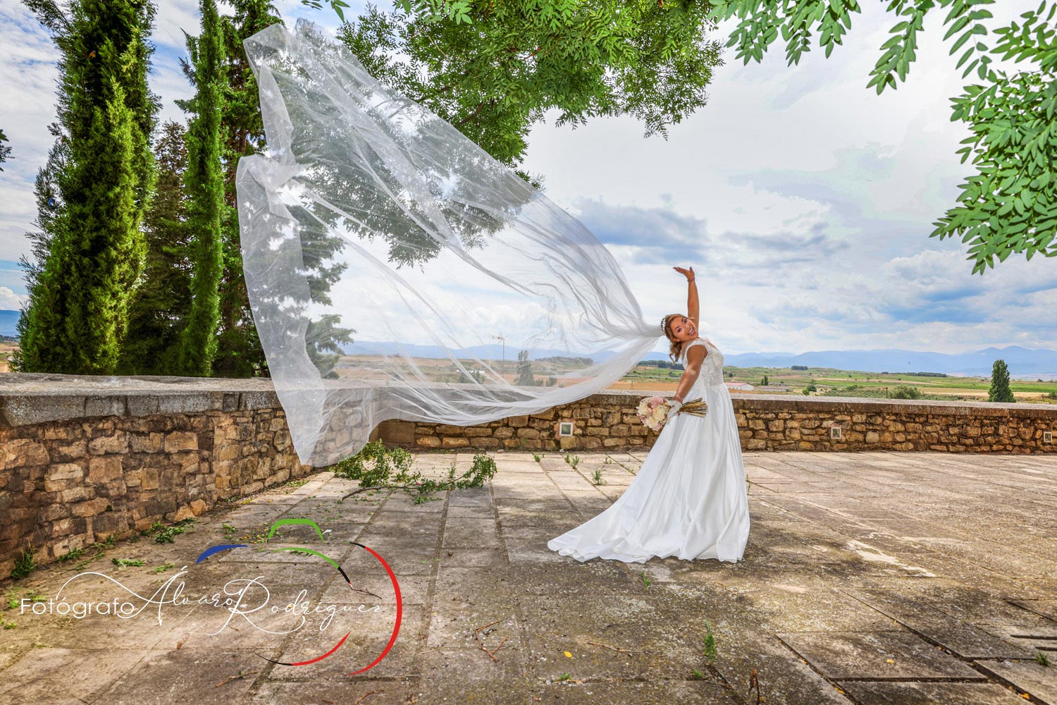 Novia con velo Al aire Foto artística