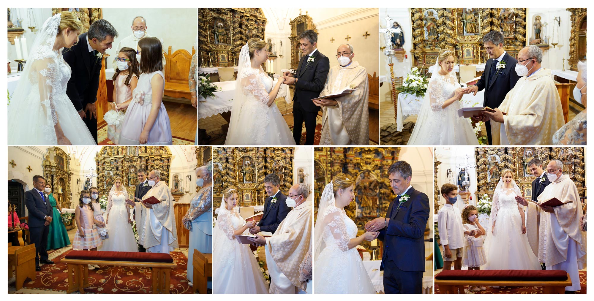 maquetación de album de fotos de boda El Burgo de Osma, Soria, restaurante Virrey Palafox, corte de cochinillo tirando plato